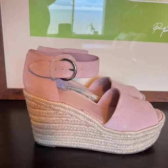 Marc Fisher Pink Espadrille Platform Wedge Malita Sandals Womens 10