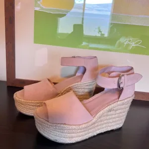 Marc Fisher Pink Espadrille Platform Wedge Malita Sandals Womens 10