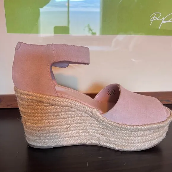 Marc Fisher Pink Espadrille Platform Wedge Malita Sandals Womens 10