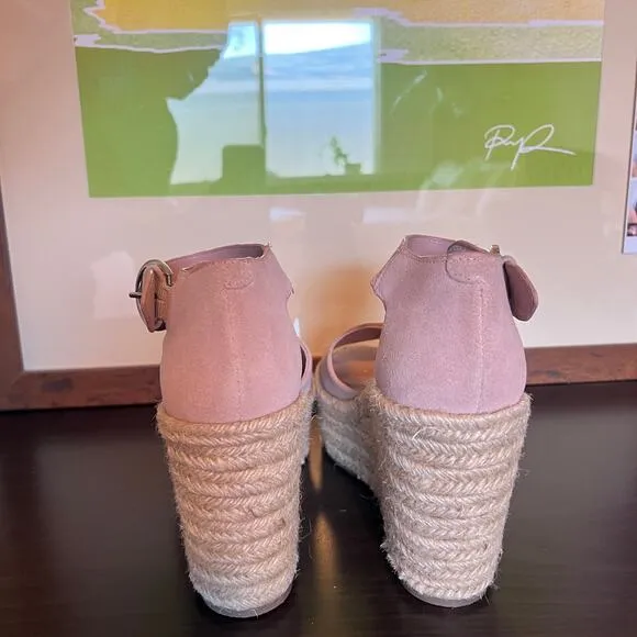 Marc Fisher Pink Espadrille Platform Wedge Malita Sandals Womens 10
