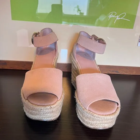 Marc Fisher Pink Espadrille Platform Wedge Malita Sandals Womens 10