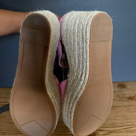 Marc Fisher Pink Suede Alida Espadrille Wedge Sandals Womens 9.5