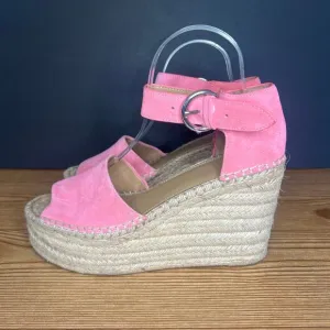 Marc Fisher Pink Suede Alida Espadrille Wedge Sandals Womens 9.5