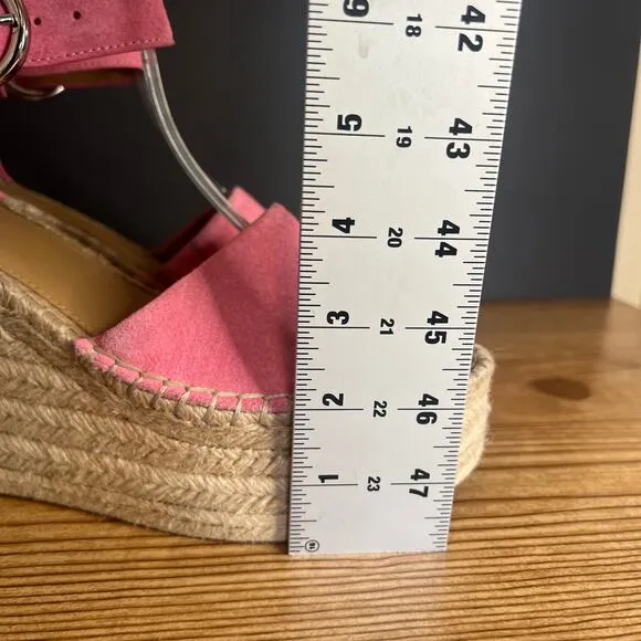 Marc Fisher Pink Suede Alida Espadrille Wedge Sandals Womens 9.5