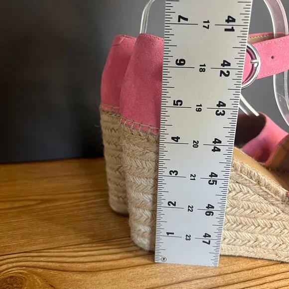 Marc Fisher Pink Suede Alida Espadrille Wedge Sandals Womens 9.5