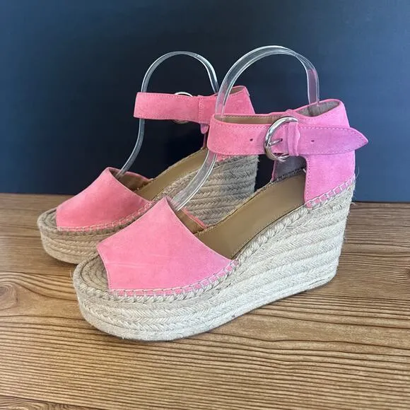 Marc Fisher Pink Suede Alida Espadrille Wedge Sandals Womens 9.5