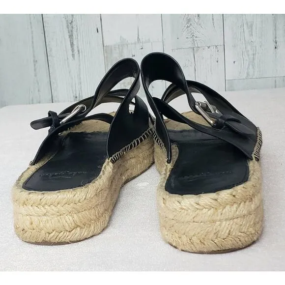 Marc Fisher Venita Leather Twine Platform Espadrille Slide Sandals Sz. 11