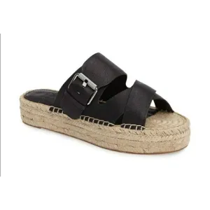 Marc Fisher Venita Leather Twine Platform Espadrille Slide Sandals Sz. 11