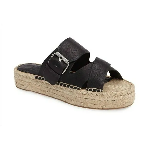 Marc Fisher Venita Leather Twine Platform Espadrille Slide Sandals Sz. 11