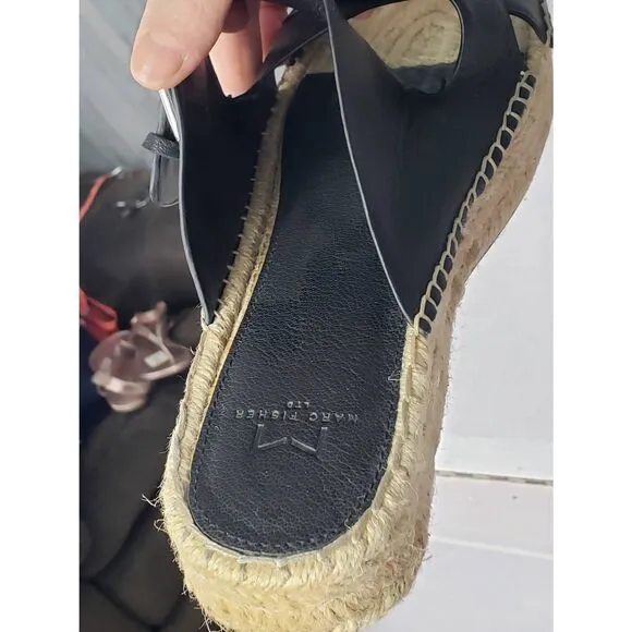Marc Fisher Venita Leather Twine Platform Espadrille Slide Sandals Sz. 11