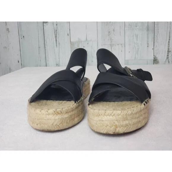 Marc Fisher Venita Leather Twine Platform Espadrille Slide Sandals Sz. 11