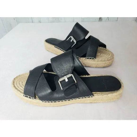 Marc Fisher Venita Leather Twine Platform Espadrille Slide Sandals Sz. 11