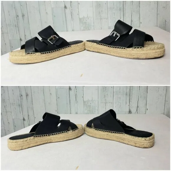 Marc Fisher Venita Leather Twine Platform Espadrille Slide Sandals Sz. 11
