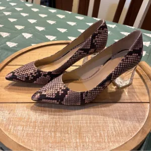 Marc Fisher Vivienne Snake Print Pump Pointed Block Heel
