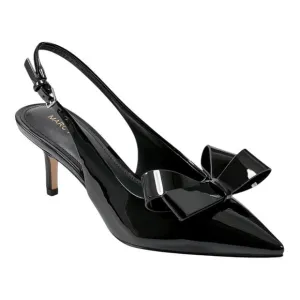 Marc Fisher Women's Allon Bow Pointy Toe Slingback Pumps Black Patent Size 7 1/2