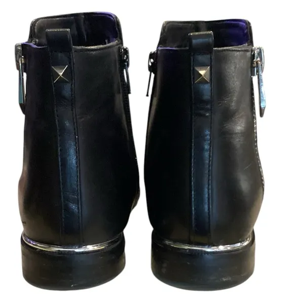 Marc Fisher womens Black Leather Ankle Boots with Zipper Casual Style Size 8.5
