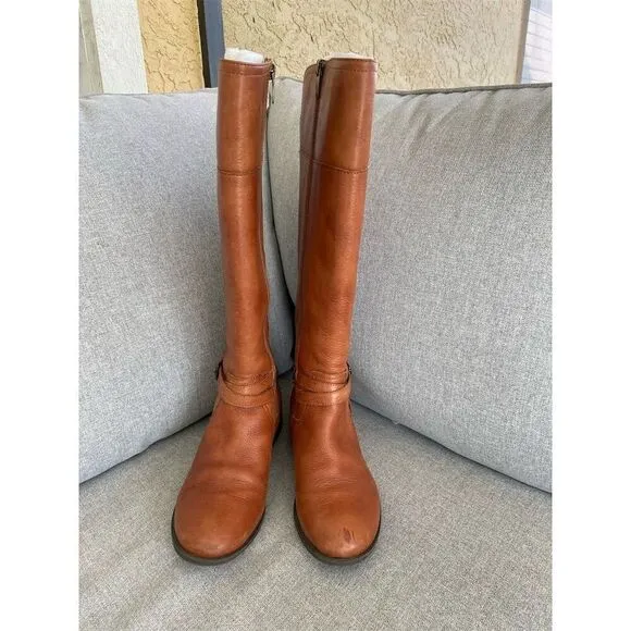 Marc Fisher Women's Brown Leather Knee High Riding Boots Size 6.5M
