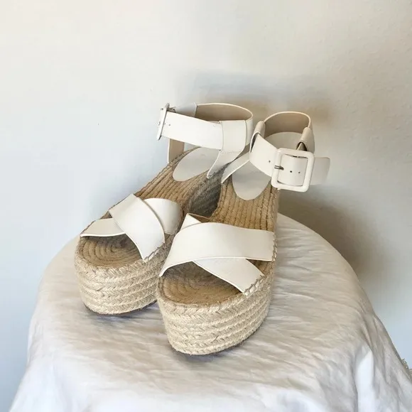 Marc Fisher Women's Randall Espadrille Wedge Sandals White