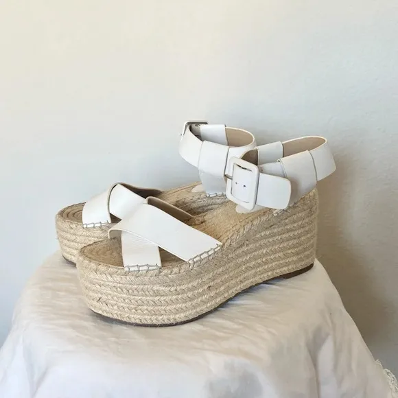 Marc Fisher Women's Randall Espadrille Wedge Sandals White