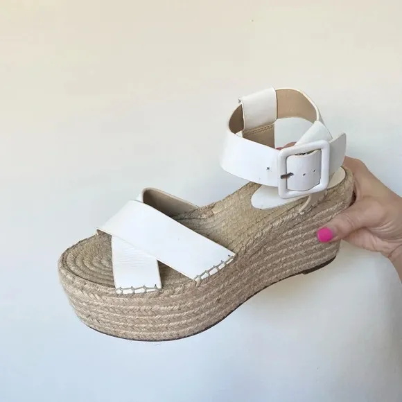 Marc Fisher Women's Randall Espadrille Wedge Sandals White