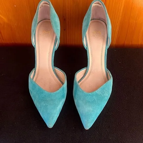 Marc Fisher Women's Suede Slip-On D'Orsay Pump Heels Blue Size 5.5M