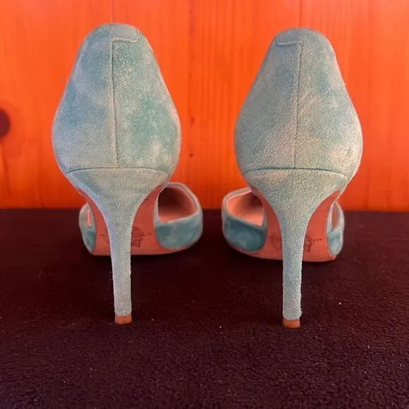 Marc Fisher Women's Suede Slip-On D'Orsay Pump Heels Blue Size 5.5M