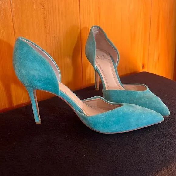 Marc Fisher Women's Suede Slip-On D'Orsay Pump Heels Blue Size 5.5M