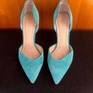 Marc Fisher Women's Suede Slip-On D'Orsay Pump Heels Blue Size 5.5M