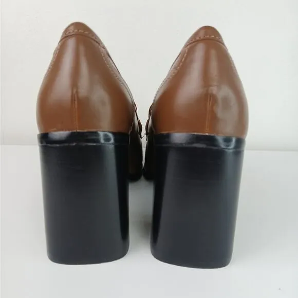 Marc Fisher Women's SZ 7.5 Hamish Block Heel Loafer Brown NWOT