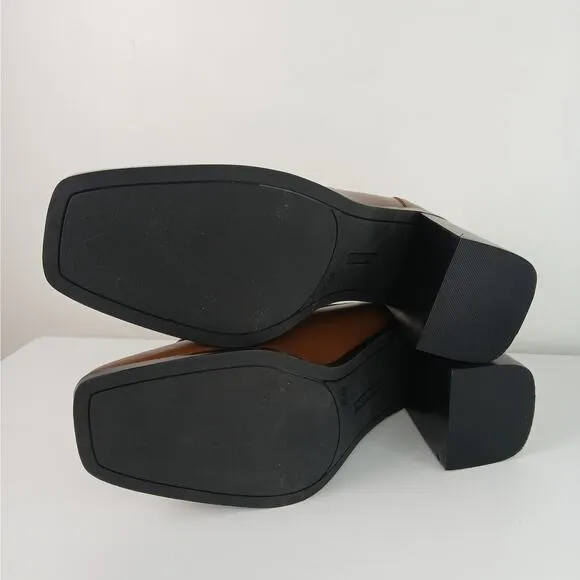 Marc Fisher Women's SZ 7.5 Hamish Block Heel Loafer Brown NWOT
