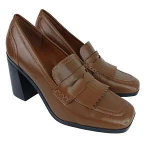 Marc Fisher Women's SZ 7.5 Hamish Block Heel Loafer Brown NWOT