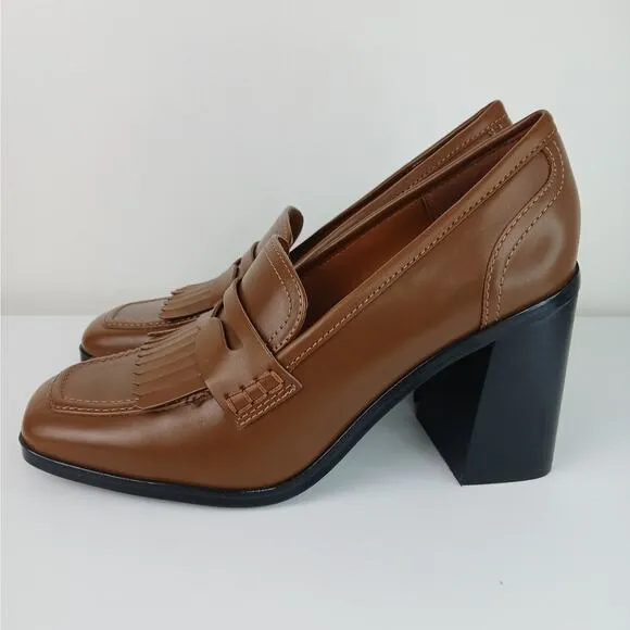 Marc Fisher Women's SZ 7.5 Hamish Block Heel Loafer Brown NWOT