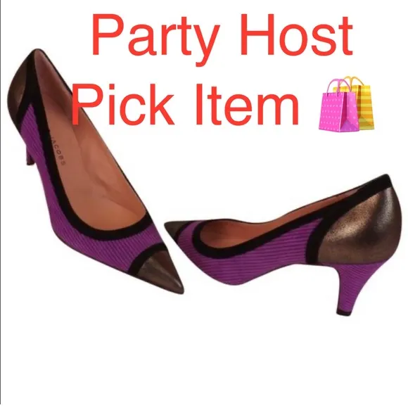 Marc Jacobs color block purple suede pointed toe Low Italy Pumps. Nice heel