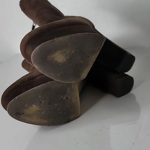 Marc Fisher Natasia Brown Suede Platform Boots.