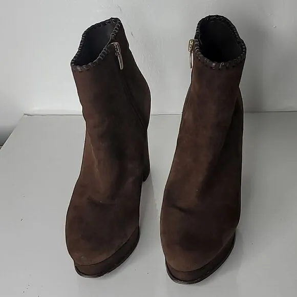 Marc Fisher Natasia Brown Suede Platform Boots.