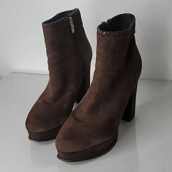 Marc Fisher Natasia Brown Suede Platform Boots.