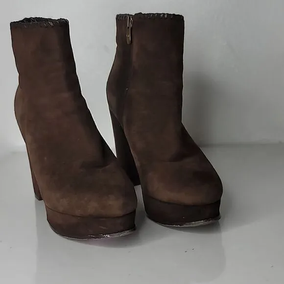 Marc Fisher Natasia Brown Suede Platform Boots.