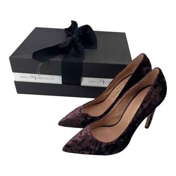 Marco Barbabella Italy Pumps Velvet Brown Heels Women's Sz 35 / 5 NIB $600