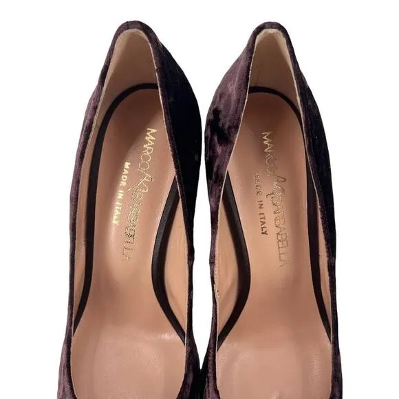 Marco Barbabella Italy Pumps Velvet Brown Heels Women's Sz 35 / 5 NIB $600