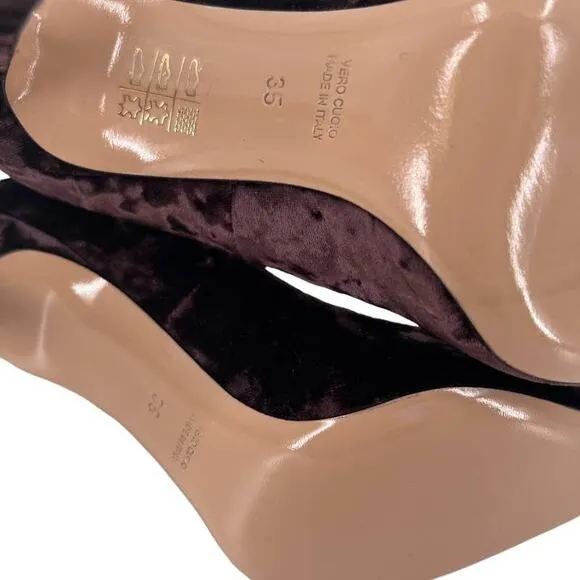 Marco Barbabella Italy Pumps Velvet Brown Heels Women's Sz 35 / 5 NIB $600