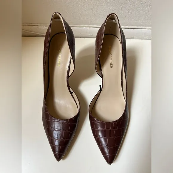 MARK FISCHER BROWN CROCODILE EMBOSSED DARLINA HEELS! SIZE 11 M STILETTO / PUMPS