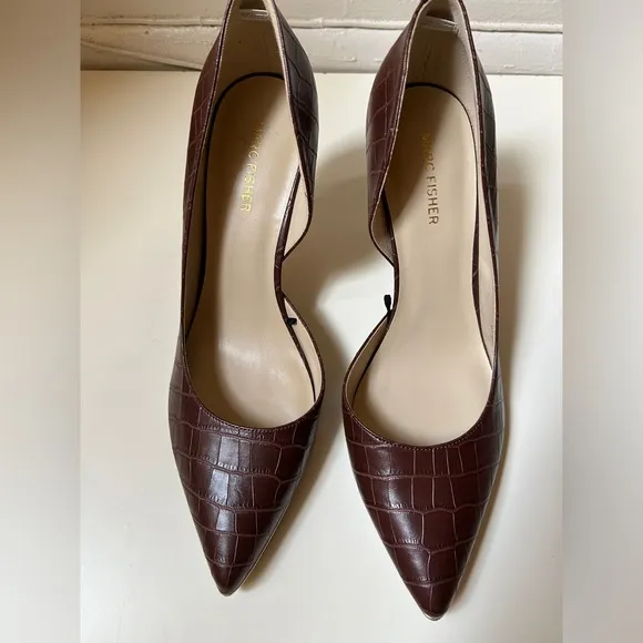 MARK FISCHER BROWN CROCODILE EMBOSSED DARLINA HEELS! SIZE 11 M STILETTO / PUMPS