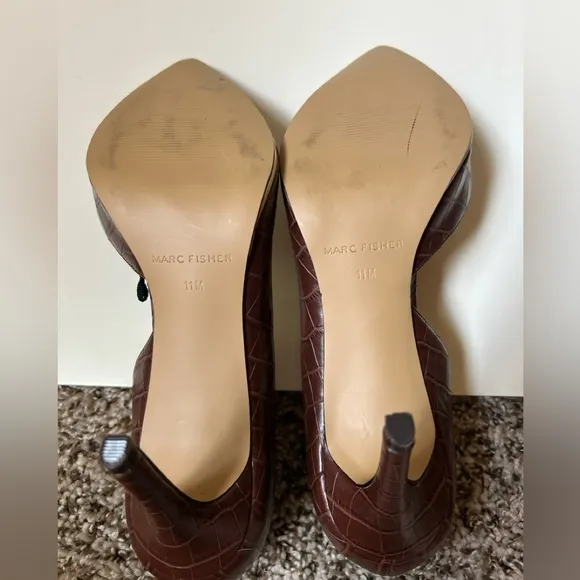 MARK FISCHER BROWN CROCODILE EMBOSSED DARLINA HEELS! SIZE 11 M STILETTO / PUMPS