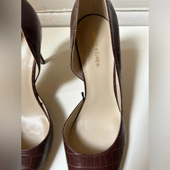 MARK FISCHER BROWN CROCODILE EMBOSSED DARLINA HEELS! SIZE 11 M STILETTO / PUMPS