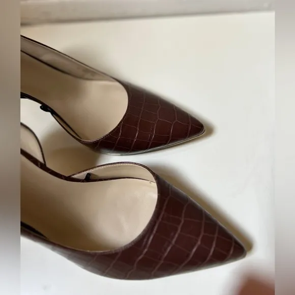 MARK FISCHER BROWN CROCODILE EMBOSSED DARLINA HEELS! SIZE 11 M STILETTO / PUMPS