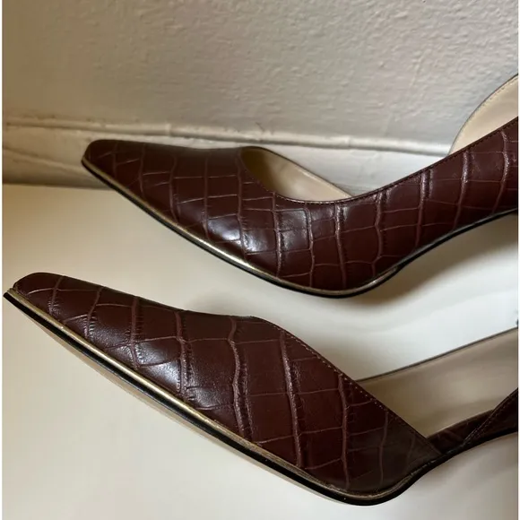 MARK FISCHER BROWN CROCODILE EMBOSSED DARLINA HEELS! SIZE 11 M STILETTO / PUMPS