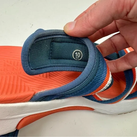 Mark Nason Modern Jogger 2.0 Bonnie sandal orange navy wedge platform 10