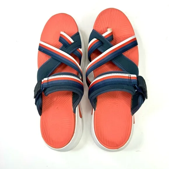 Mark Nason Modern Jogger 2.0 Bonnie sandal orange navy wedge platform 10