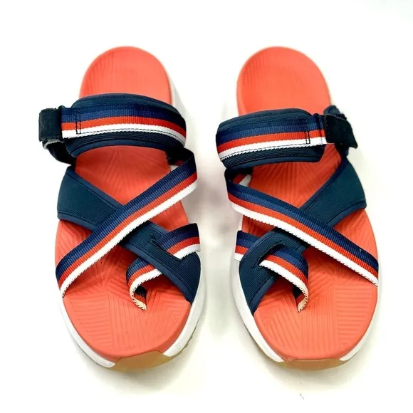 Mark Nason Modern Jogger 2.0 Bonnie sandal orange navy wedge platform 10