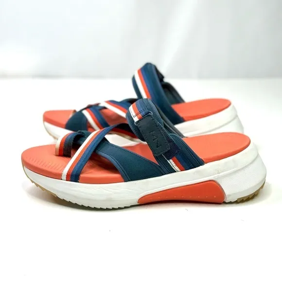 Mark Nason Modern Jogger 2.0 Bonnie sandal orange navy wedge platform 10